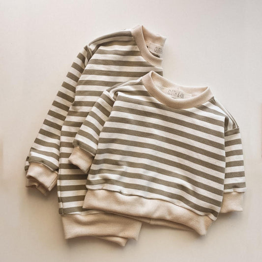 Crewneck in Olive Stripe