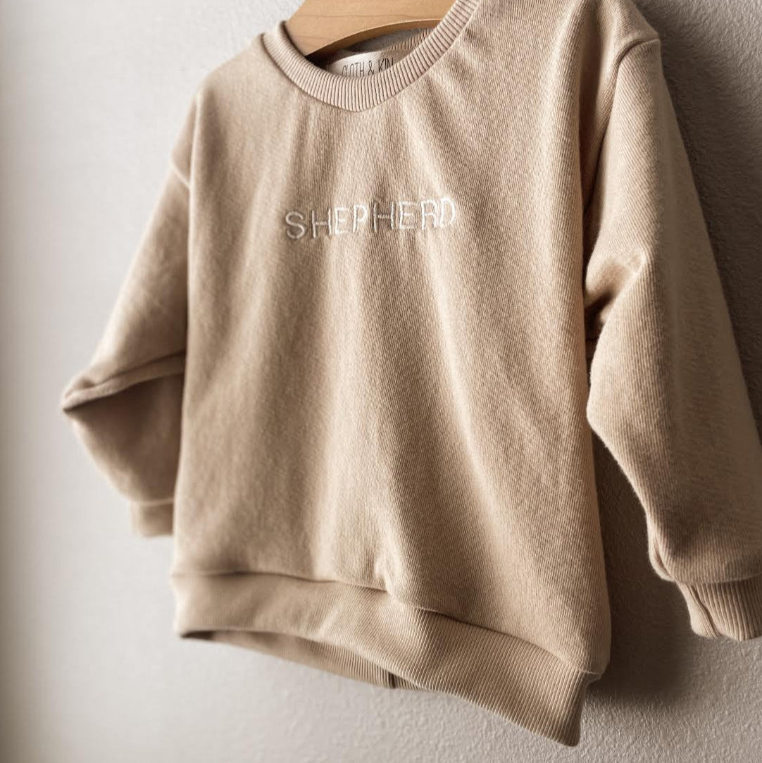 .  Custom Name Crewneck in Wheat