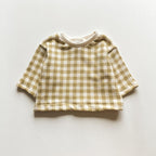 . Boxy Crewneck in Tea Gingham