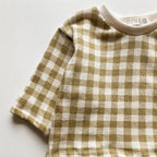. Boxy Crewneck in Tea Gingham