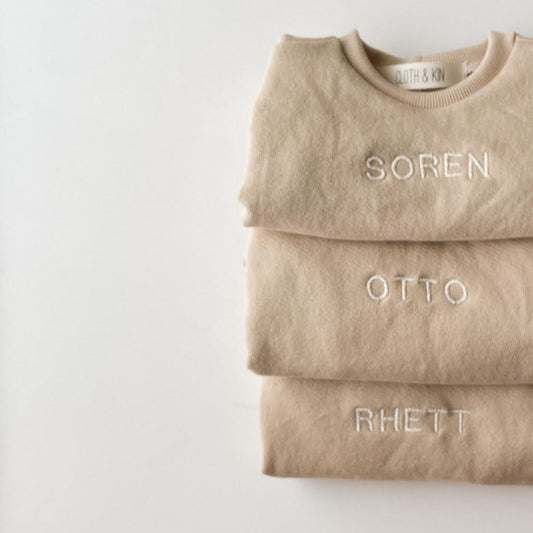 +  Custom Name Crewneck in Putty
