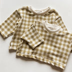 . Boxy Crewneck in Tea Gingham