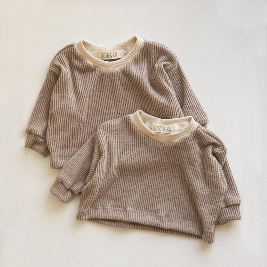 +  Boxy Sweater in Oatmeal Stripe