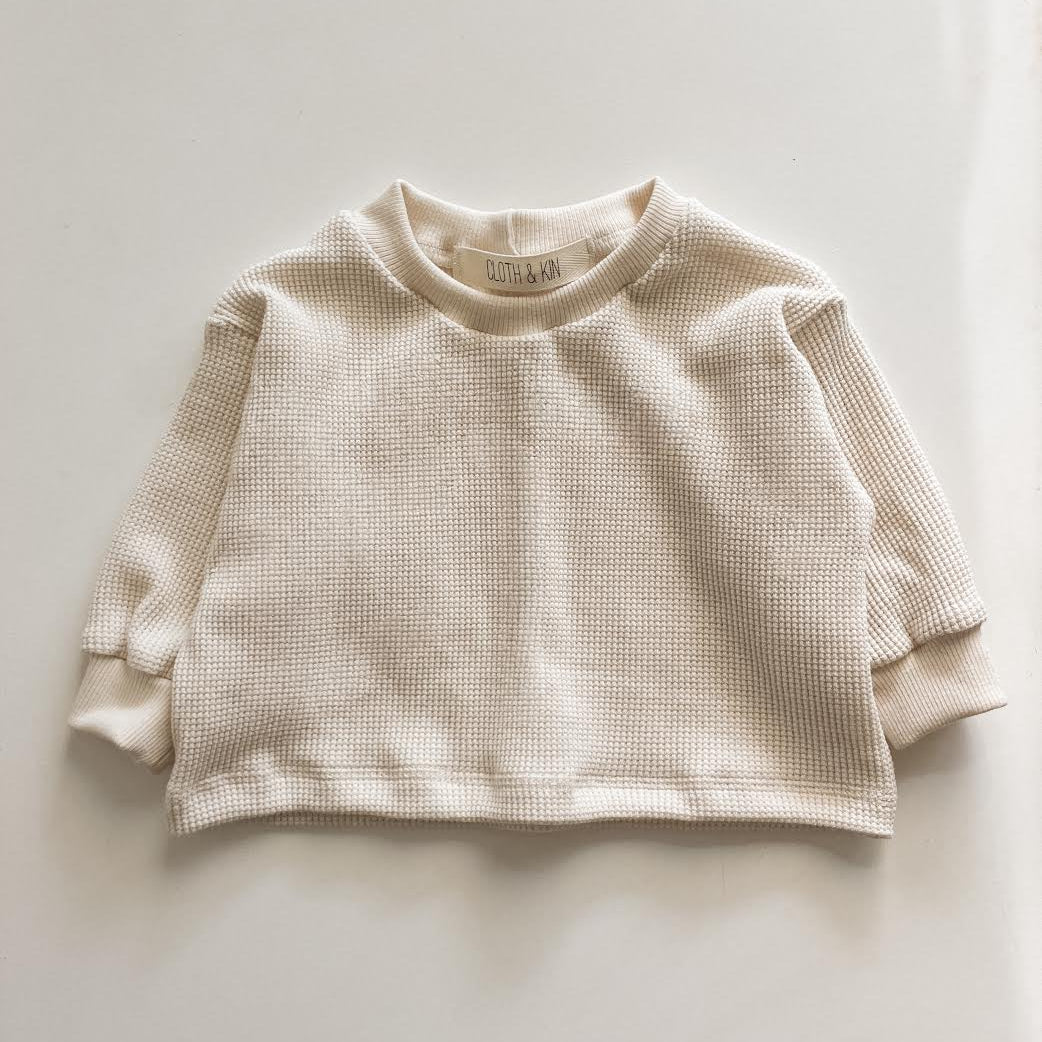 Crewneck in Linen Waffle Boxy Style
