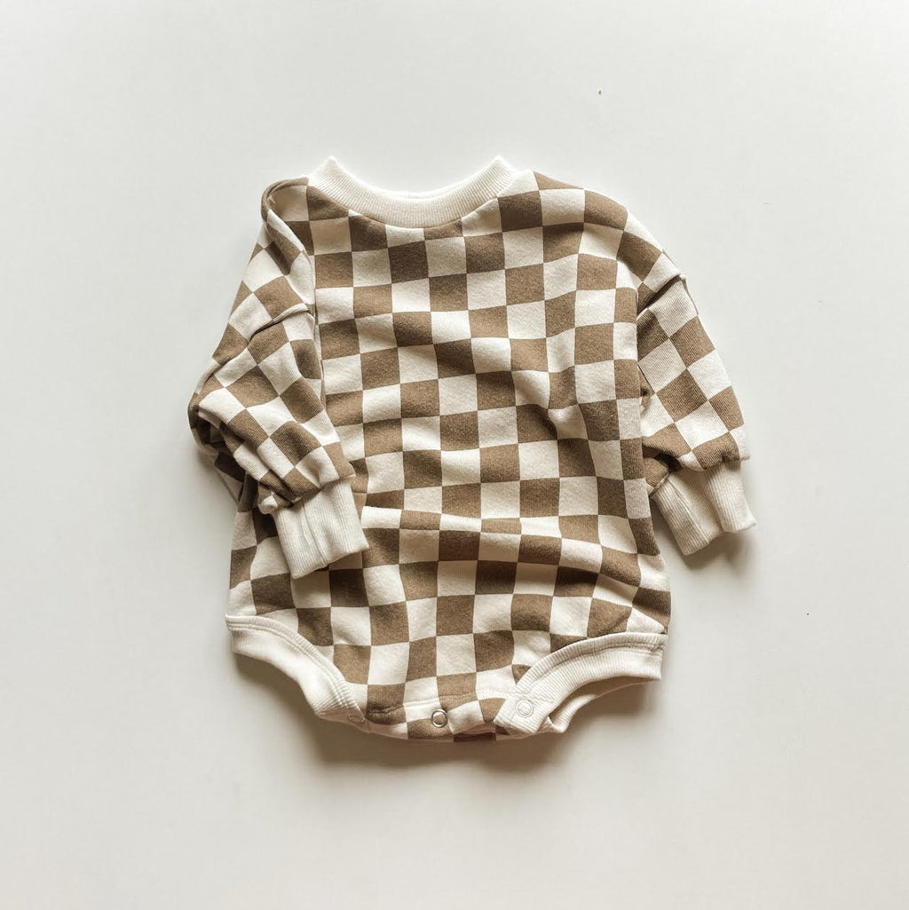 . Romper in Brown Checks