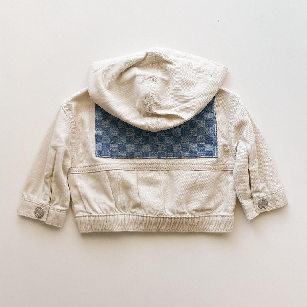 .  Hooded Bomber in Denim Checked