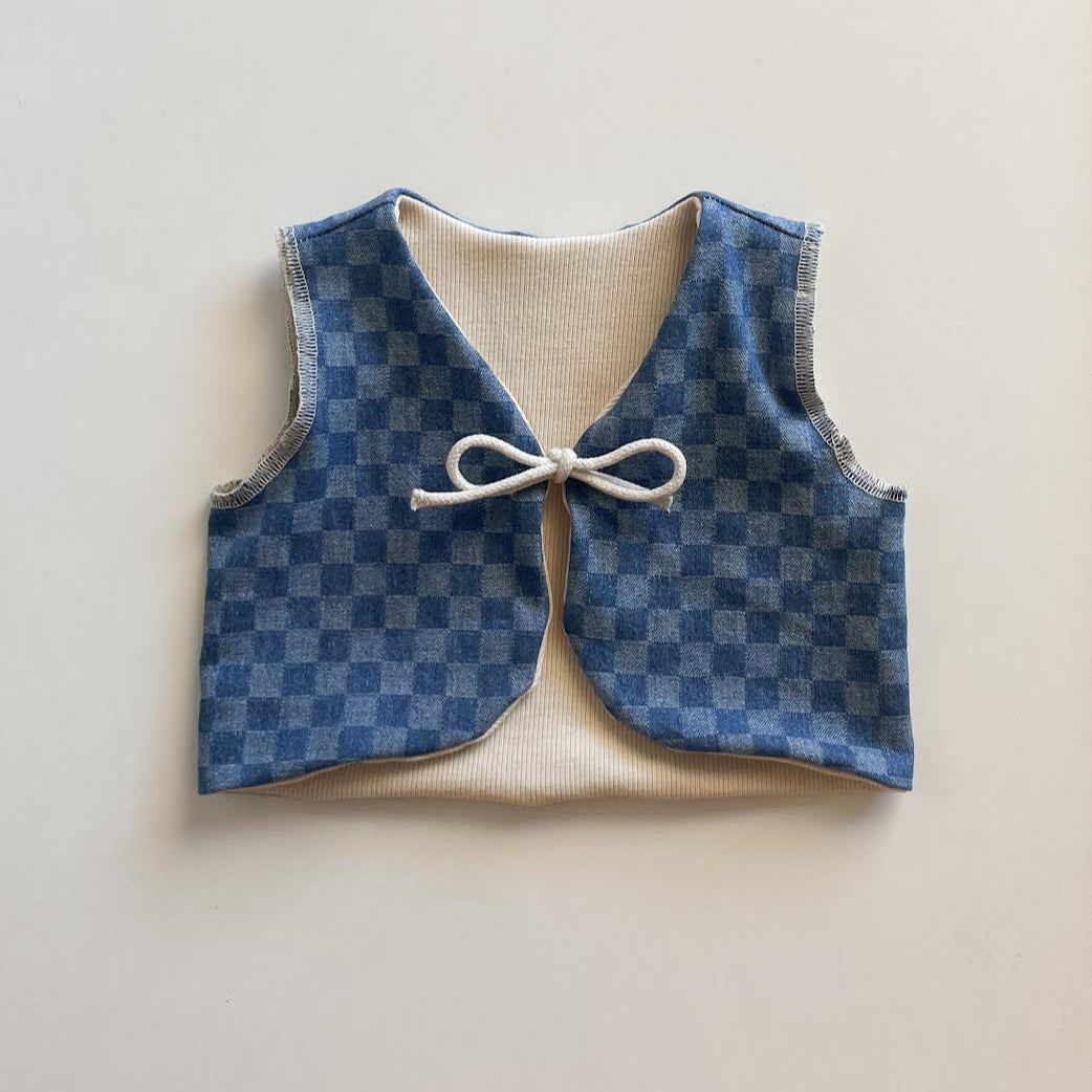 +  Children’s Vest in Denim Checkers